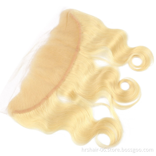 Blonde Human Hair Lace Frontal Natural Hairline Ear To Ear Lace Frontal Brazilian Hair Bundles With Transparent Lace